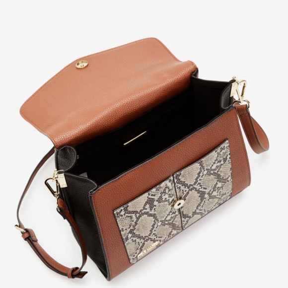Steve Madden BWinston Crossbody Cognac Vegan Leather Faux Snake Skin - Picture 3 of 8